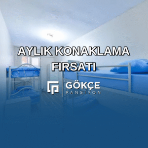 Gökçe Pansiyon’da aylık konaklama imkânı sunan ferah yatakhane odası